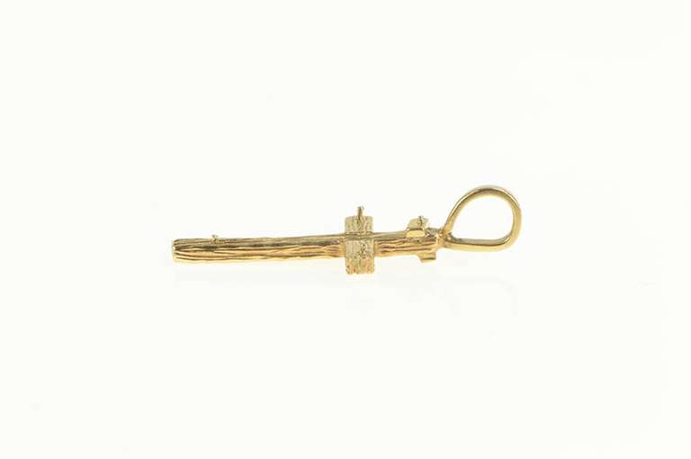 14K Yellow Gold Ornate Textured Cross Christian Faith Symbol Pendant