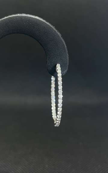 DAINTY 1.34 CARATS T.W. DIAMOND INSIDE-OUT HOOPS IN 14K WHITE GOLD