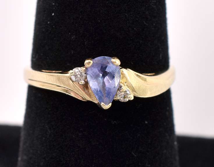Lovely Purple Iolite Ring In 14K Yellow Gold