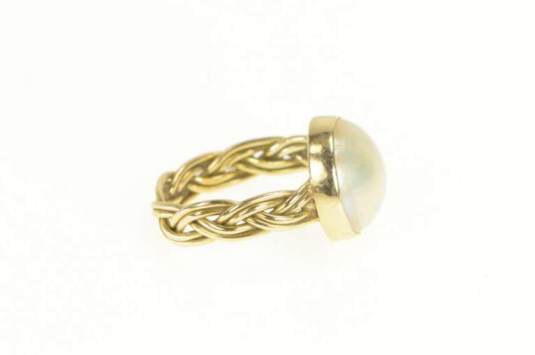14K Yellow Gold Mabe Pearl 12.8mm Braid Woven Band Ring