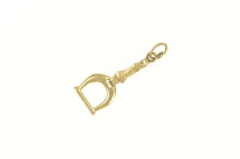 14K Yellow Gold 3D Stirrup Horse Riding Equestrian Polo Charm/Pendant
