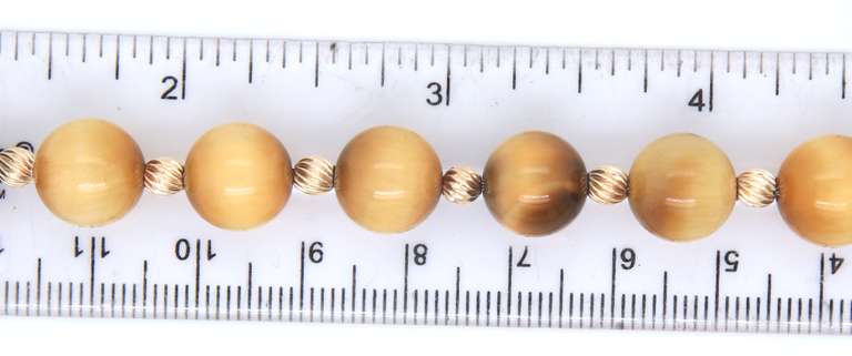 Fantastic Yellow Gold Tiger Eye's Bead Bracelet