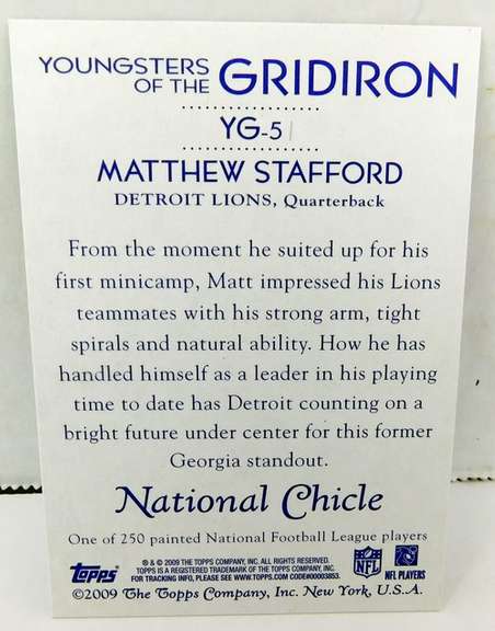 2009 Matthew Stafford Topps Football Card