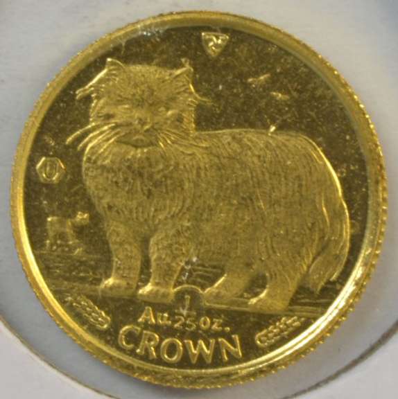 Prooflike 1989 Isle of Man 1/25th oz pure gold Cat coin