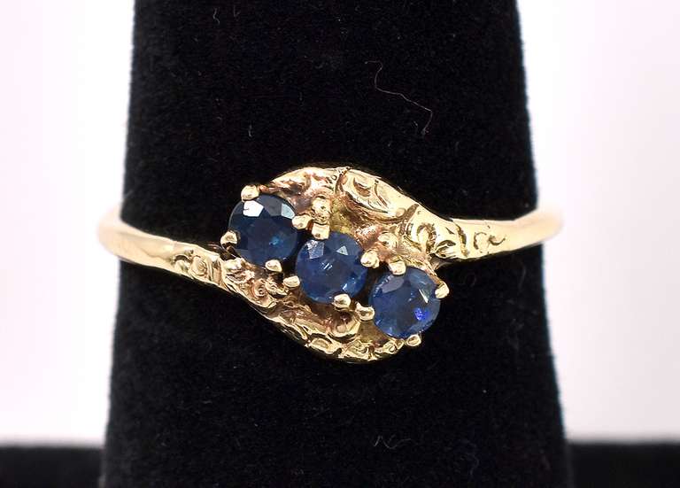 Dazzling Blue Sapphire Ring In 14K Gold