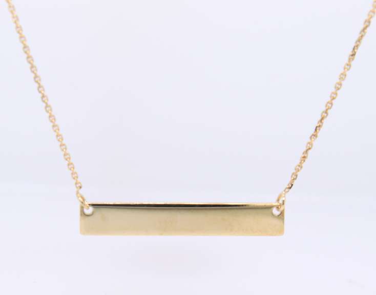Nice Yellow Gold ID Bar Pendant on Chain