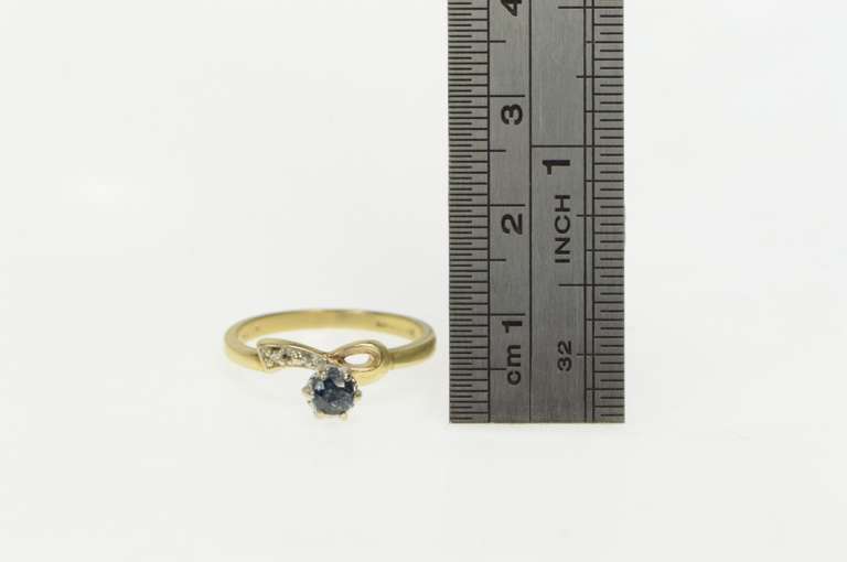 10K Yellow Gold 1940's Sapphire Diamond Bow Statement Ring