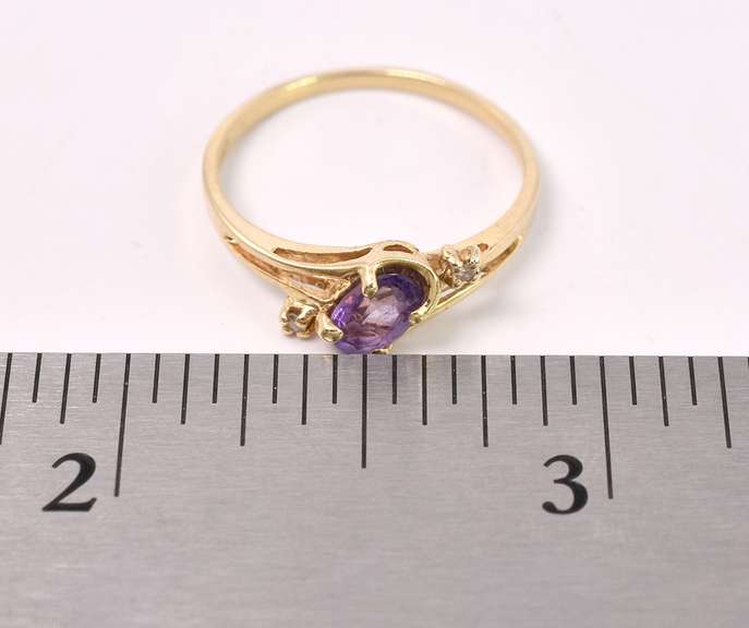 Amazing Purple Amethyst 14K Gold Ring