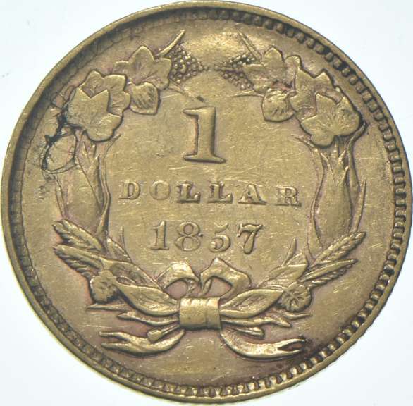 1857 $1 Indian Princess Head Gold Dollar Piece