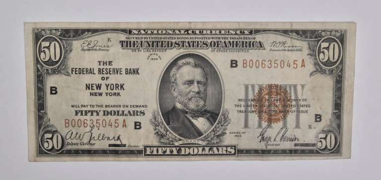 1929 $50 New York, NY United States National Currency Note