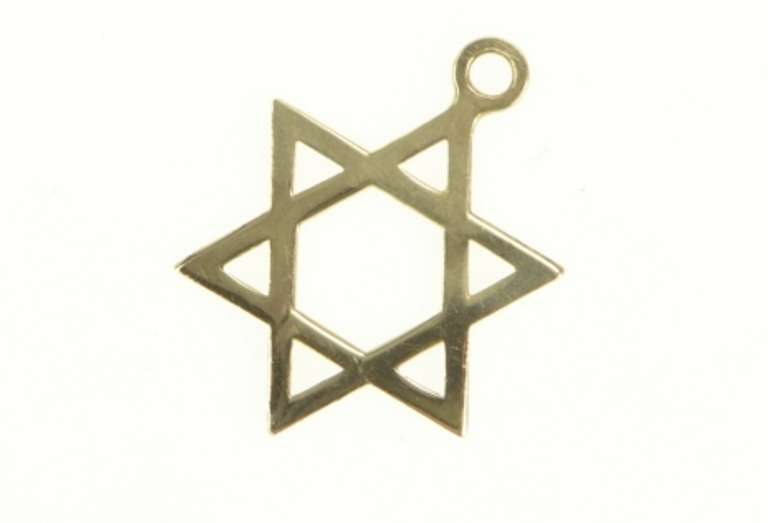 14K Yellow Gold Star of David Jewish Faith Symbol Charm/Pendant