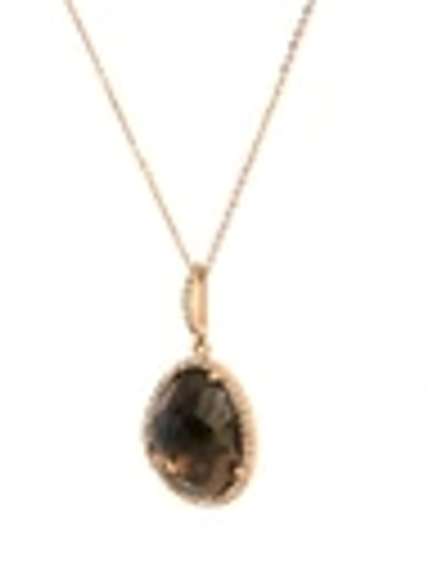 Powerful Rose Gold Smokey Quartz and Diamond Frame Pendant on Chain