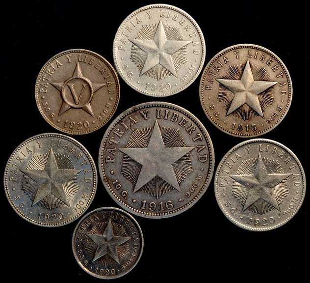 Lot Of 7 Scarce Cuban Coins