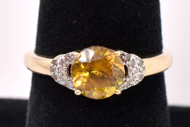 Golden Sphene Ring in Yellow Gold
