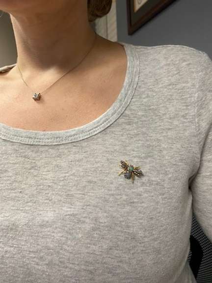 Vintage Opal, Ruby & Diamond Bee Pin/Necklace