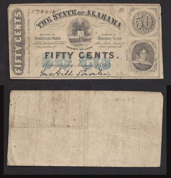 50 Cent State of Alabama Obsolete 1863