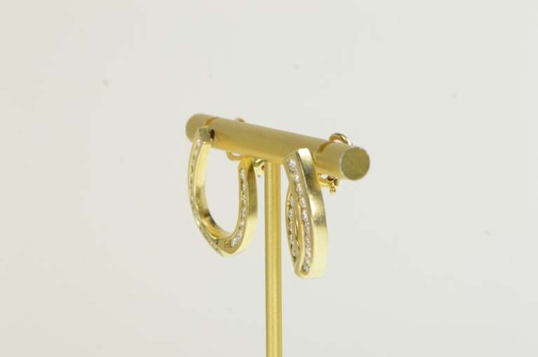 14K Yellow Gold 1.36 Ctw Diamond Curved Loop Statement Earrings