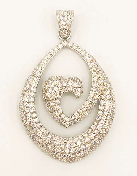 Dazzling In Every Direction! .925 Sterling Silver Pendant with CZ's