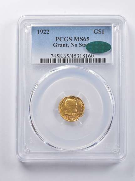 MS65 1922 $1 Ulysses S. Grant Gold Dollar Piece No Star CAC PCGS