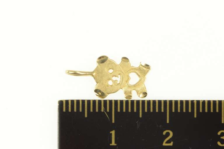 14K Yellow Gold Heart Cut Out Teddy Bear Animal Love Charm/Pendant