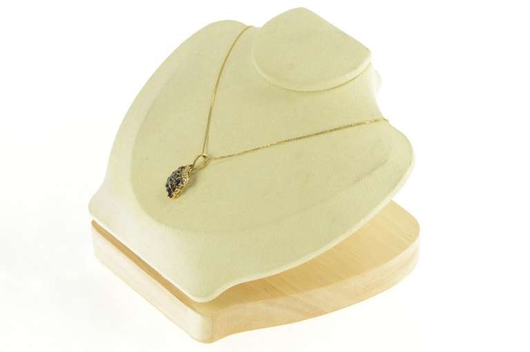 14K Yellow Gold Vintage Natural Sapphire Diamond Cluster Pendant