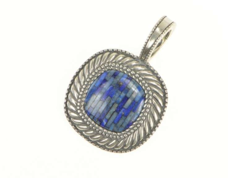 Sterling Silver Sodalite Lapis Mosaic Carolyn Pollack Relios Pendant