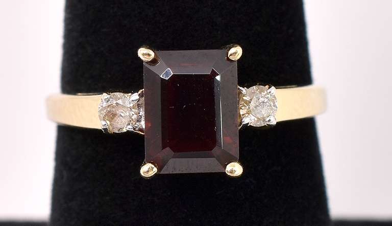 Amazing Garnet Ring In 14K Yellow Gold