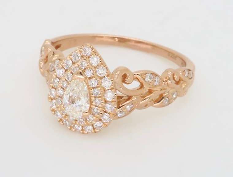 Petite 14k Rose Gold Diamond Floral Ring