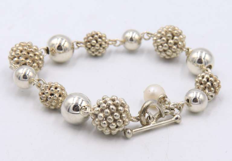 Michael Dawkins Sterling Silver Ball Necklace And Bracelet set