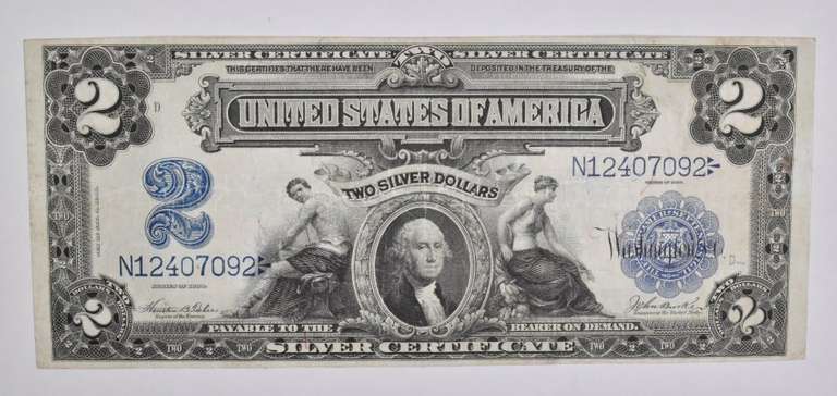 1899 $2 United States Silver Certificate Large Note Horse Blanket