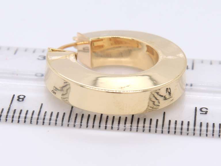 Handsome Yellow Gold Squared off Gold Hoops