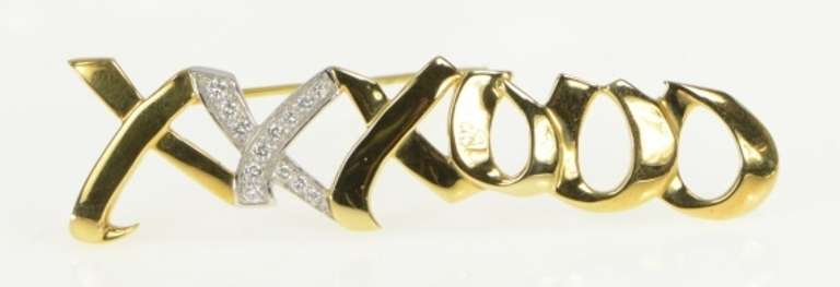 18K Yellow Gold Tiffany & Co. Paloma Picasso Diamond XO Pin/Brooch