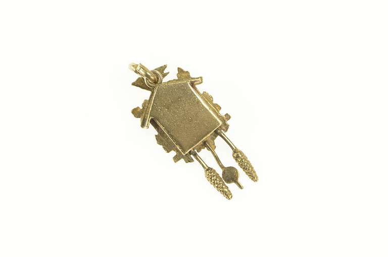 14K Yellow Gold 3D Articulated German Cuckoo Clock Charm/Pendant