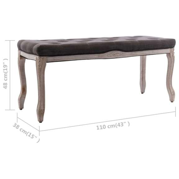 Bench Gray 43.3inx15inx18.9in Linen and Solid Wood