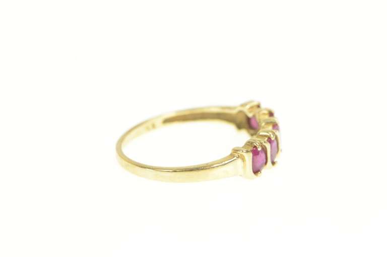 14K Yellow Gold Five Stone Oval Natural Ruby Band Ring
