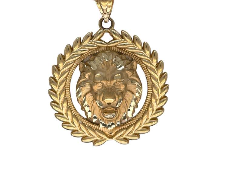 14K YELLOW GOLD LION CHARM NECKLACE