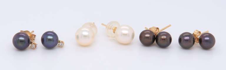 Group Lot of 4 Pair Pearl Earrings