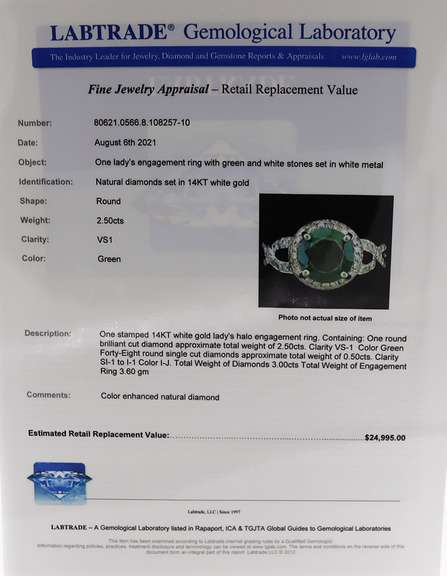 Majestic 3.00ctw Round Irradiated Green and White Single Cut Diamonds Halo Ring