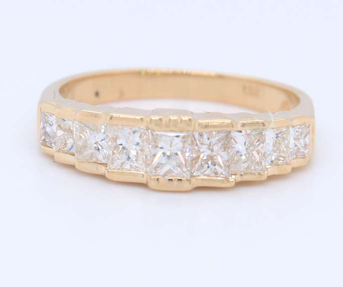 Dazzling Yellow Gold Princess Cut Diamond Band