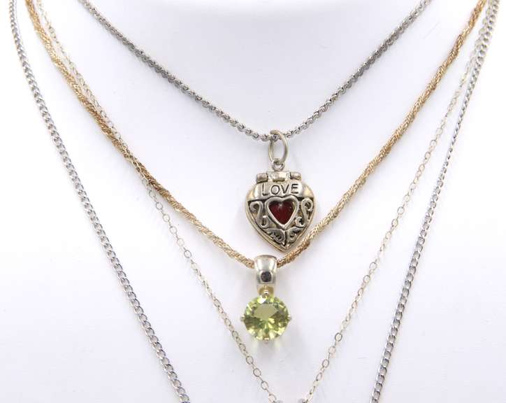 Group Lot of Vintage 925 Sterling Silver Necklaces