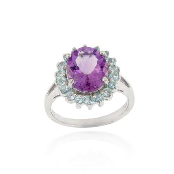 Sterling Silver Amethyst and Blue Topaz Ring