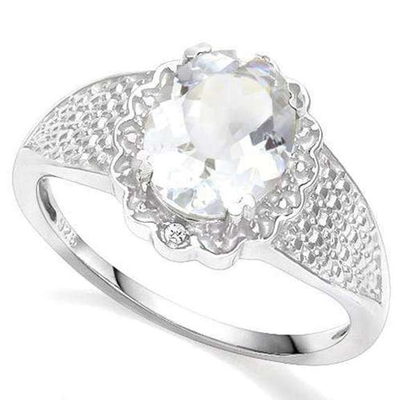 SILVER 1.38 CT AQUAMARINE COCKTAIL RING