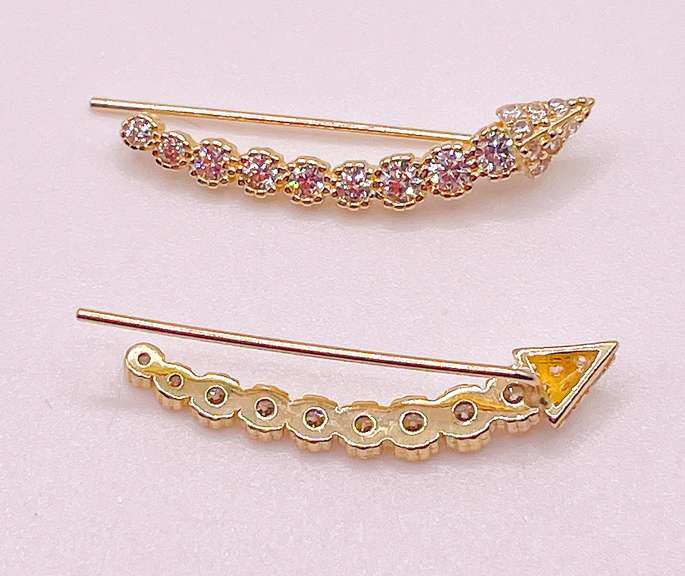 14kt Solid Yellow Gold & Diamond Earrings