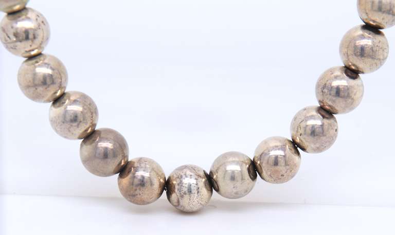 Vintage 925 Sterling Silver Ball Beaded Necklace