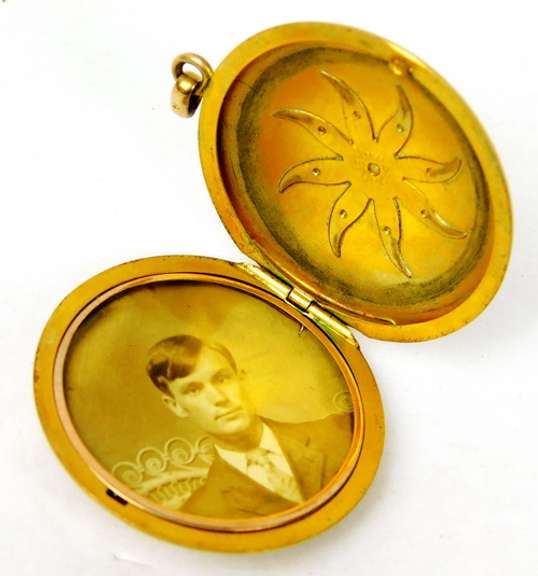 Antique Large Gold Filled Locket with Photo