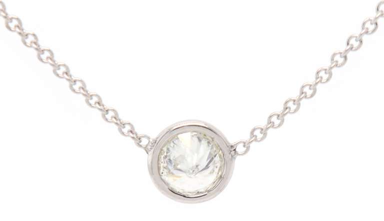 Remarkable 0.58ct Round Diamond Bezel Set Solitaire Necklace in 14K