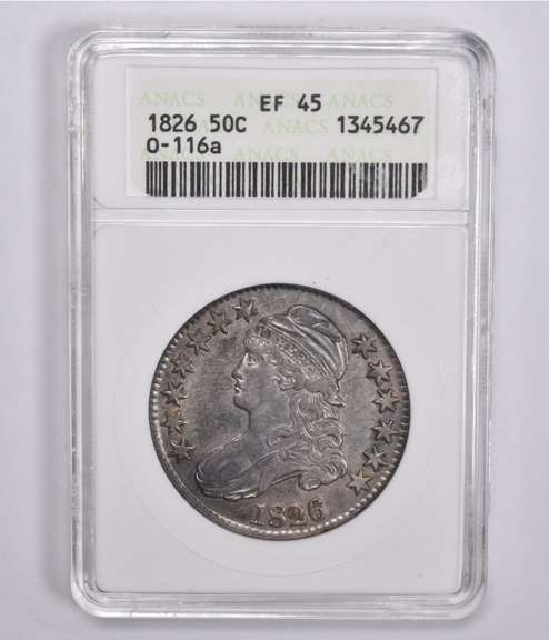 EF45 1826 Capped Bust Half Dollar O-116a ANACS