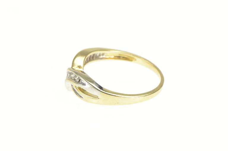 14K Yellow Gold 0.36 Ctw Diamond Two Tone Bypass Statement Ring