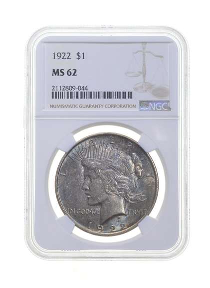 MS62 1922 Peace Silver Dollar - Graded NGC