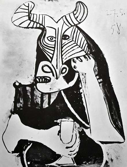 Pablo Picasso, Horned Figure Holding A Glass